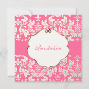 Invitation PixDezines couleur baroque Damask/rose/DO-IT-YOURS