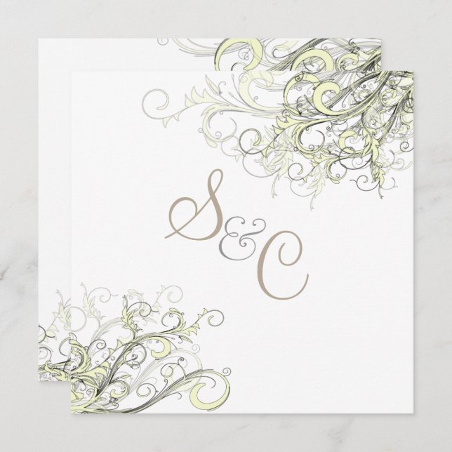 Invitation PixDezines CREAM SWIRLS/ARRIÈRE - PLAN DO-IT-YOURS (Devant / Derrière)