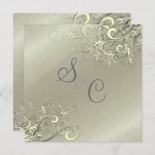 Invitation PixDeZines Cream Swirls/Faux Silver