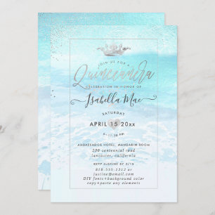 Invitation PixDezines Crystal Blue BeachShoreline Quinceanera