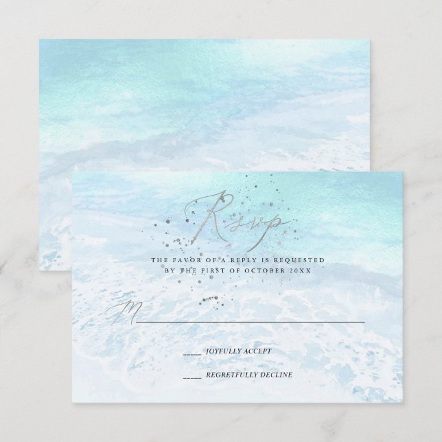 Invitation PixDezines Crystal Blue Shoreline, Sand n Sea RSVP (Devant / Derrière)