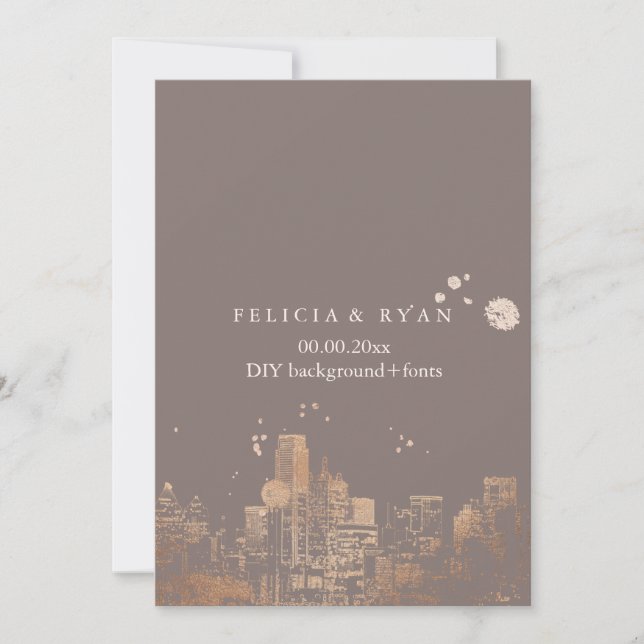 Invitation PixDezines Dallas Skyline/Pink Gold/DO-IT-YOURSELF (Devant)