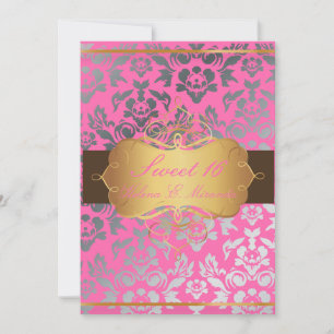 Invitation PixDezines Damas roses/Douces 16/tiara/do-it-yours