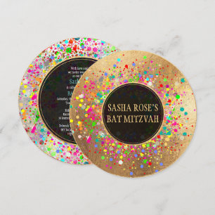 Invitation PixDezines Dazzled/Neon Specks/Bat mitzvah ✡