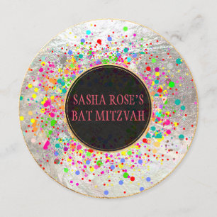 Invitation PixDezines Dazzled/Specks de néon/Bat mitzvah
