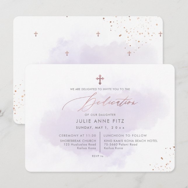 Invitation PixDezines dédicace aquarelle violette (Devant / Derrière)