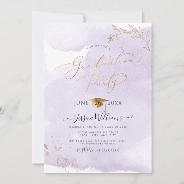 Invitation PixDezines Delicate Gold Foliage (Devant)