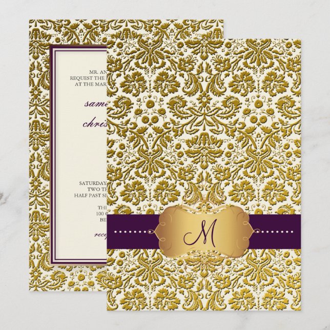 Invitation PixDezines desiens damask/DO-IT-YOURSELF arrière - (Devant / Derrière)