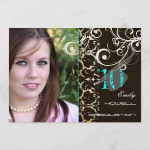 Invitation PixDezines Desiree Damask/Invitations de diplôme 2