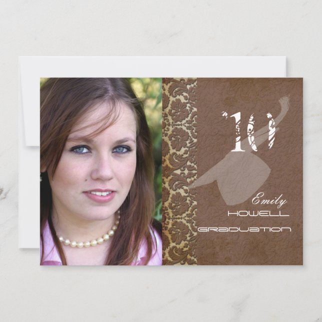 Invitation PixDezines Desiree Damask+Swirls Graduation (Devant)
