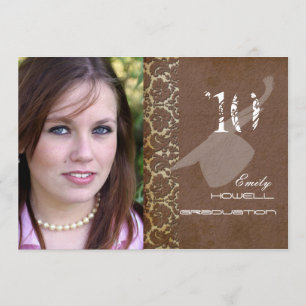 Invitation PixDezines Desiree Damask+Swirls Graduation