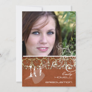 Invitation PixDezines Desiree Damask+Swirls Graduation