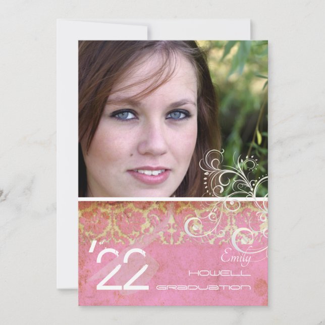 Invitation PixDezines Desiree Damask/Vintage+rose (Devant)