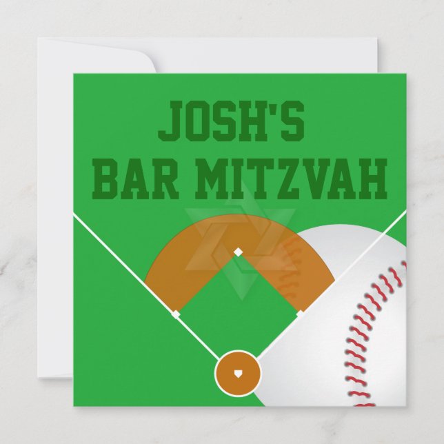 Invitation PixDezines ✡ Diamant de Baseball/ Bar Mitzvah (Devant)