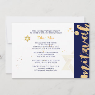 Invitation PixDezines DIY couleur/Écriture élégante/Bar Mitzv