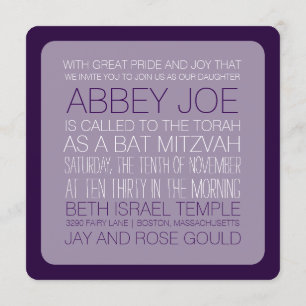 Invitation PixDezines DIYcolor/typographie/bat mitzvah