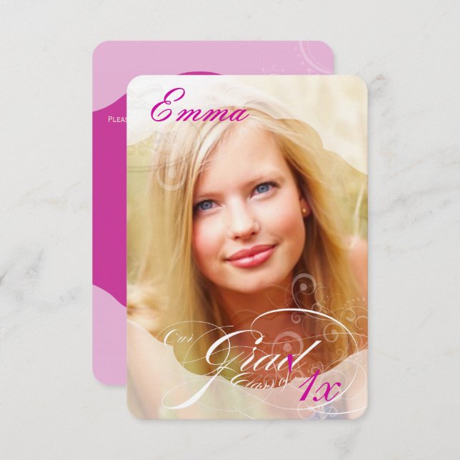 Invitation PixDezines DO-IT-YOURSELF couleur/Graduation/Cadre (Devant / Derrière)