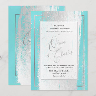 Invitation PixDezines Double Happiness, Platine + Aqua