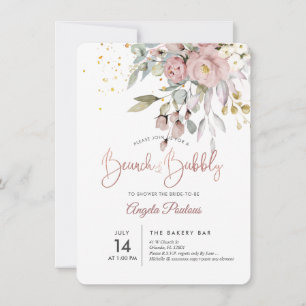 Invitation PixDezines Dusty Rose Eucalyptus Brunch+Bubbly