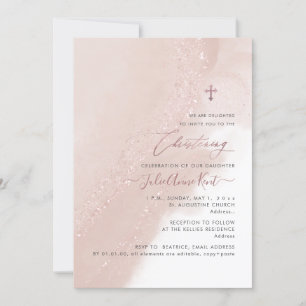 Invitation PixDezines Dusty Rose Rose Gold Christening