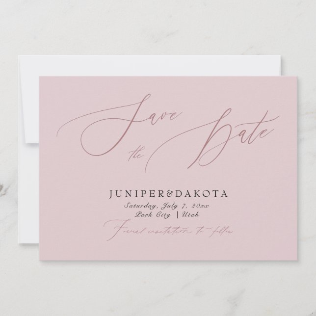 Invitation PixDezines Dusty Rose Script moderne Enregistrer l (Devant)