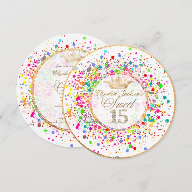 Invitation PixDezines ébloui/Arc-en-ciel/Doux+15 (Devant / Derrière)