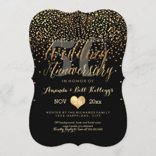 Invitation PixDezines Ébloui Or/50e Anniversaire de Mariage