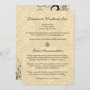 Invitation PixDezines EBONY SWIRLS/IVORY BAROQUE DAMASK