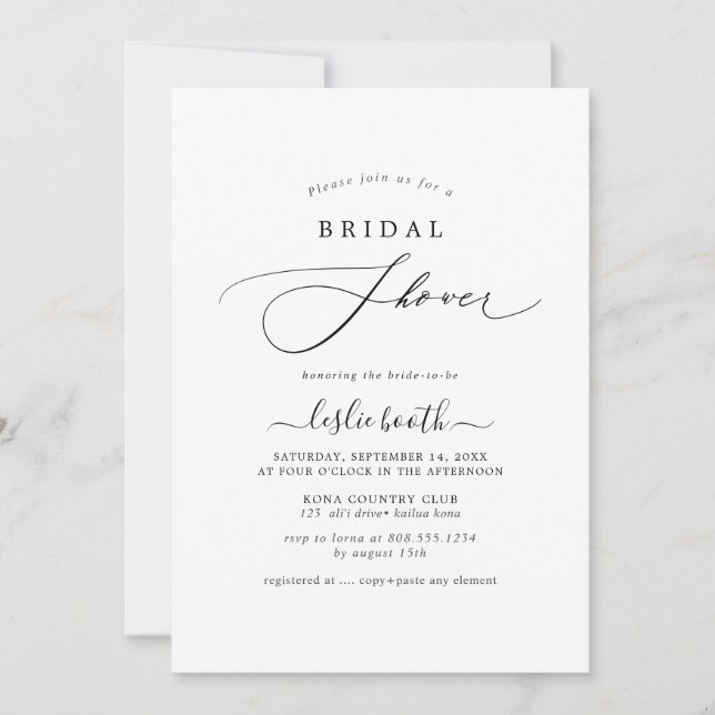 Invitation PixDezines Elegant Luxe Calligraphy Fête des marié (Devant)