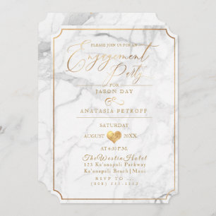 Invitation PixDezines Engagement Party Marbre/Faux Gold