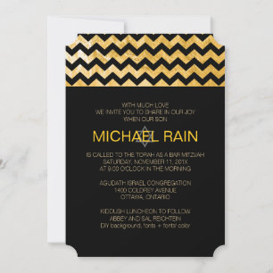 Invitation PixDezines fausse feuille/chevron bar mitzvah