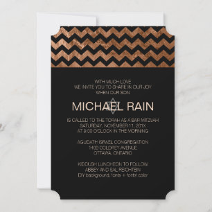 Invitation PixDezines fausse feuille/chevron bar mitzvah