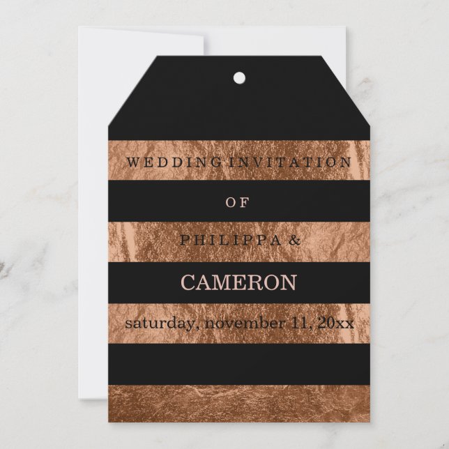 Invitation PixDezines faux bandes de feuilles de cuivre/coule (Devant)