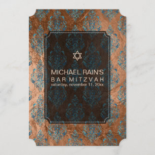 Invitation PixDezines faux foil/tunis damask bar mitzvah
