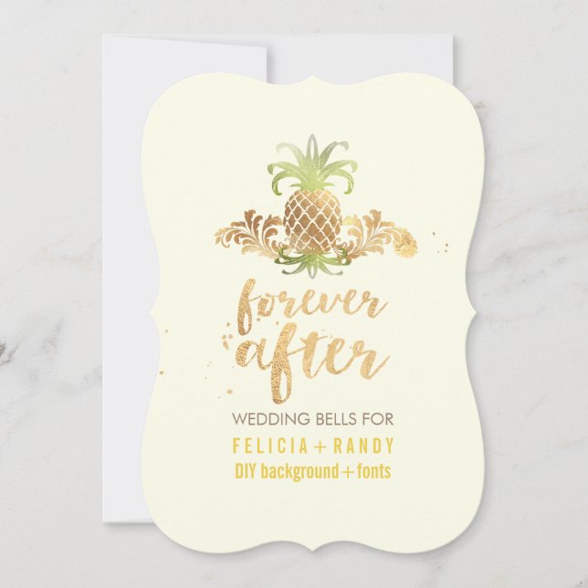 Invitation PixDezines Faux Gold Royal Hawaiian Pineapples (Devant)