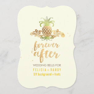 Invitation PixDezines Faux Gold Royal Hawaiian Pineapples
