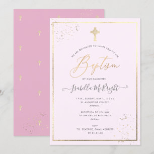 Invitation PixDezines Faux Or do-it-yourself Couleur Baptême