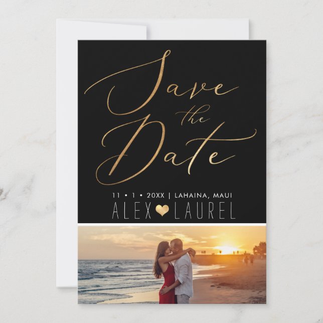 Invitation PixDezines Faux Or Sauver la Date (Devant)