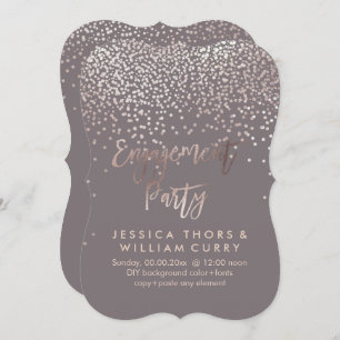 Invitation PixDezines Faux Rose Gold Confetti Fiançailles