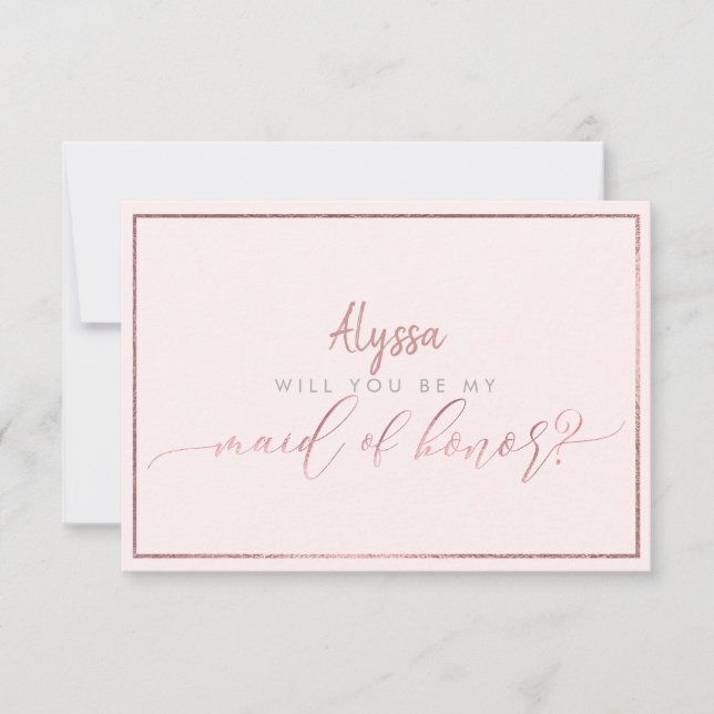 Invitation PixDezines Faux Rose Gold Demande Parrain de Maria (Devant)