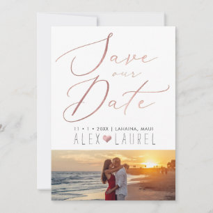 Invitation PixDezines Faux Rose Gold Enregistrer la date