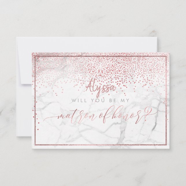 Invitation PixDezines Faux Rose Gold sera-tu Matron ? (Devant)