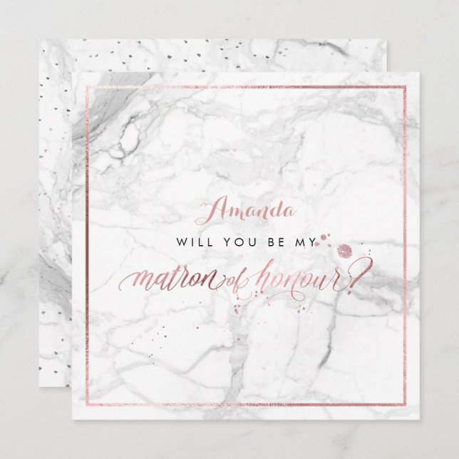Invitation PixDezines Faux Rose Gold Vous Matron d'honneur (Devant / Derrière)