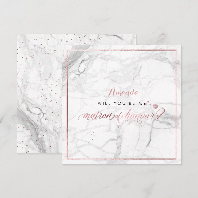 Invitation PixDezines Faux Rose Gold Vous Matron d'honneur (Devant / Derrière)