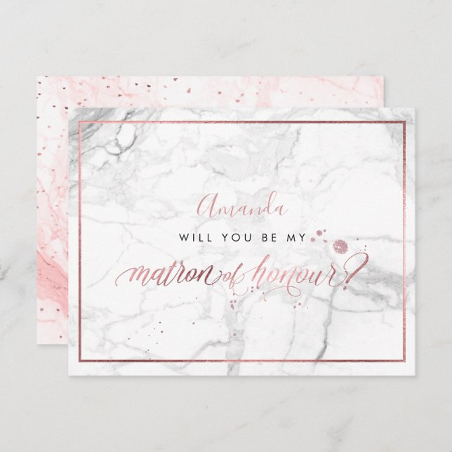 Invitation PixDezines Faux Rose Gold Vous Matron d'honneur (Devant / Derrière)