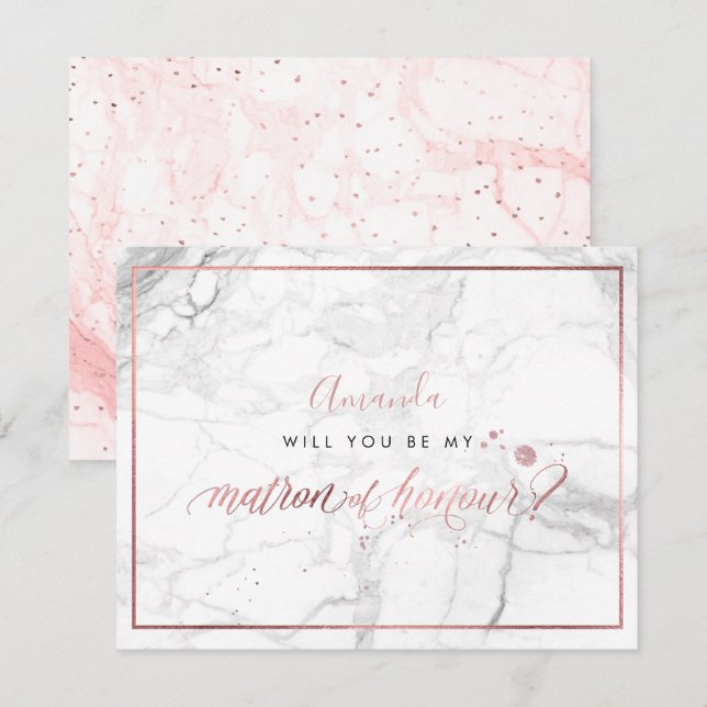 Invitation PixDezines Faux Rose Gold  Vous  Matrone d'Honneur (Devant / Derrière)