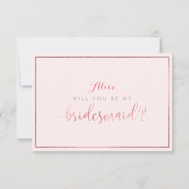 Invitation PixDezines Faux Rose Gold Vous Serez..Bridesmaid (Devant)