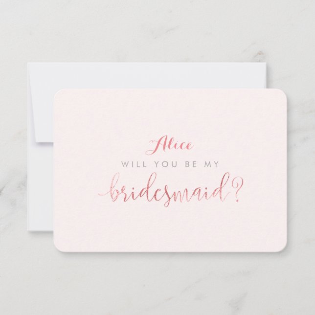 Invitation PixDezines Faux Rose Gold Vous Serez..Bridesmaid (Devant)