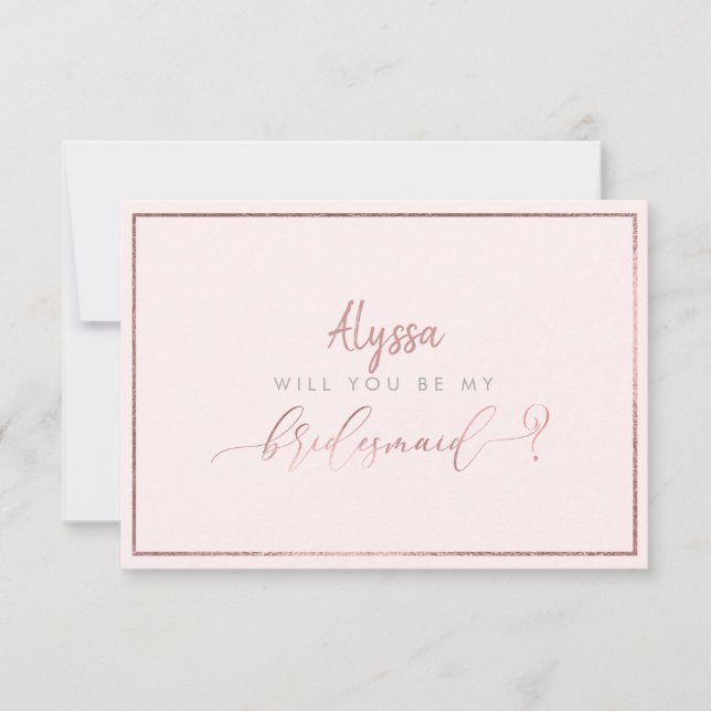 Invitation PixDezines Faux Rose Gold Vous Serez..Bridesmaid (Devant)