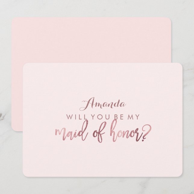 Invitation PixDezines Faux Rose Gold Vous Serez .. Maid (Devant / Derrière)